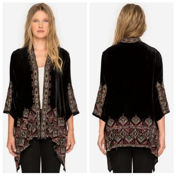 Johnny Was S Aspen Drape Velvet Cardigan - Picture 2 of 9